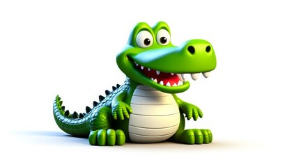 Fototapeta premium Smiling cartoon crocodile with a playful face and green body