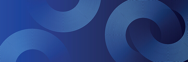 Blue abstract background with glowing circles. Swirl circular lines pattern. Geometric spiral. Twirl element. Modern graphic design. Futuristic technology concept.