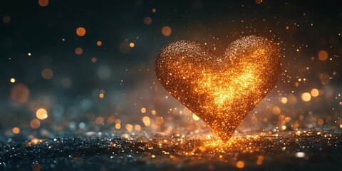Golden Glitter Heart: A Romantic, Sparkling Image