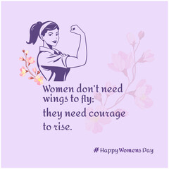 Women's Day. Digital Square Post Vector. Girl Power