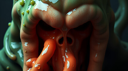 myxophobia: an extensive, ultra-realistic depiction of the aversion and fear of slime, capturing the visceral reaction and profound discomfort evoked by its texture and consistency - ai generated