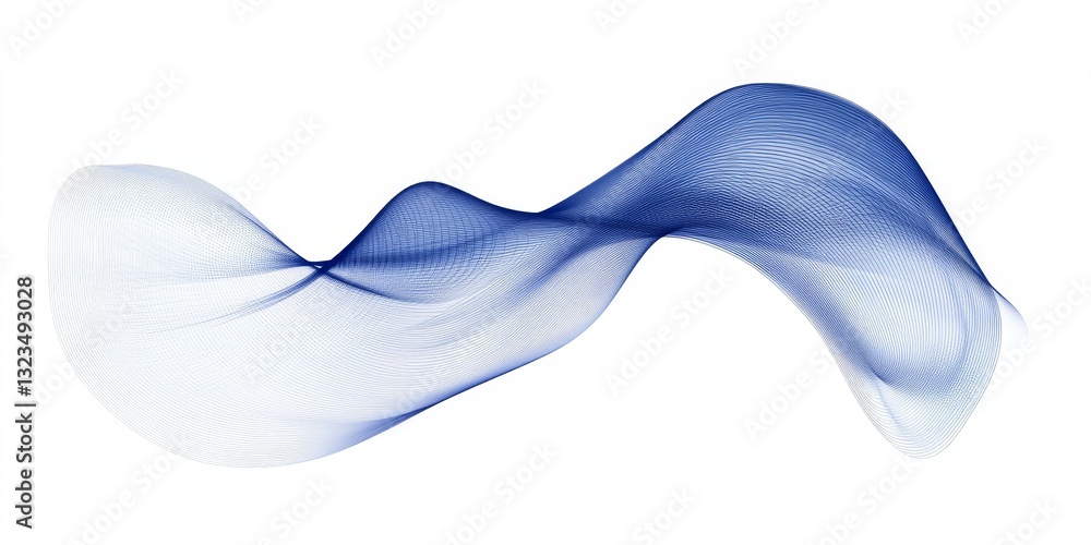 Poster abstract flowing blue wave, dynamic grid lines, interconnected nodes, digital art, futuristic design