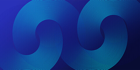 Abstract blue glowing geometric lines on dark blue background. Modern shiny blue circle lines pattern. Futuristic technology concept. Suit for cover, poster, banner