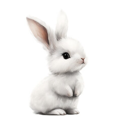 Obraz premium Adorable Fluffy Bunny with Perked Ears Isolated on Transparent Background