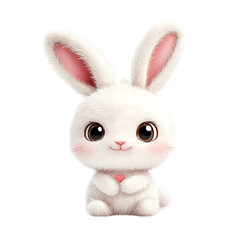 Obraz premium Soft and Fluffy Bunny with Perked Ears Isolated on Transparent Background