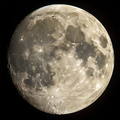 Full Moon Isolated on Transparent Background
