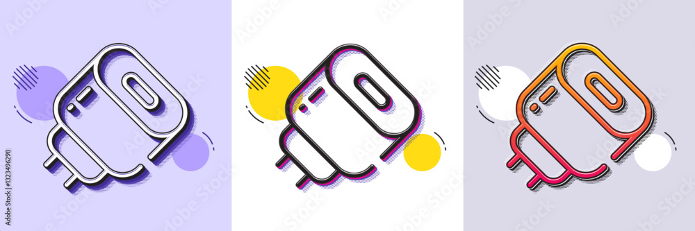 Poster charging adapter line icon. halftone dotted pattern. gradient icon with grain shadow. mobile accesso