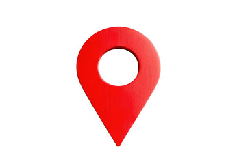 Red location pin symbolizing navigation and direction in digital maps, cut out on transparent background