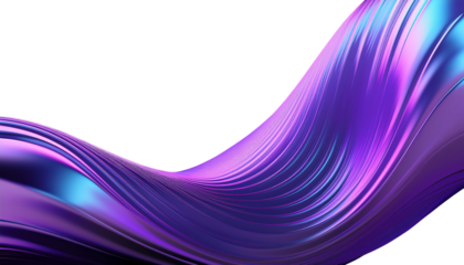 abstract fluid holographic iridescent purple curved wave isolated on transparent background png.