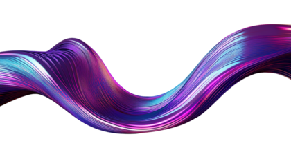abstract fluid holographic iridescent purple curved wave isolated on transparent background png