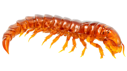 Detailed Arthropod: Side View of a Centipede PNG