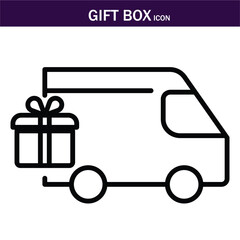 Gift box icon. Present gift box tied, open, birthday, valentine, wedding event, party, celebration, and achievement success. Vector illustration. Editable Stroke. EPS 10