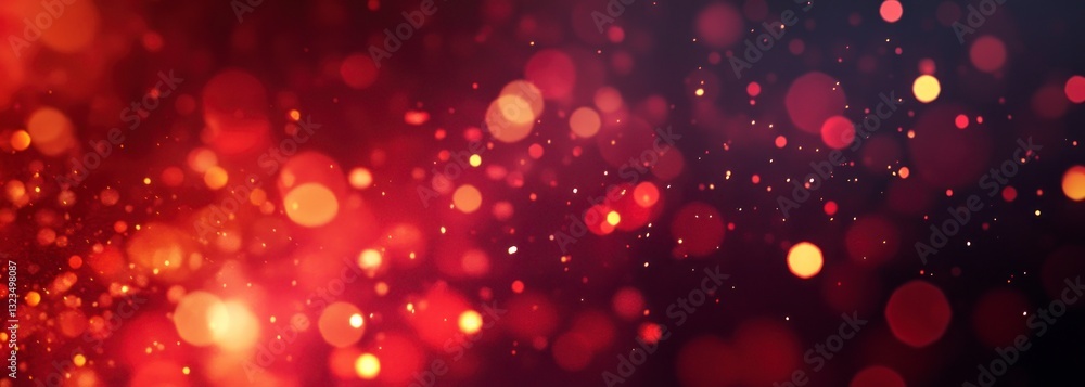 Poster abstract bokeh light background with red and gold glitter effect