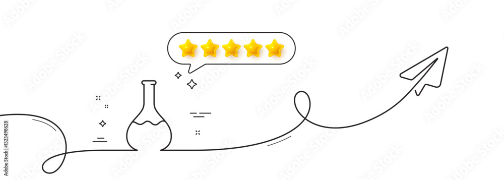 Poster chemistry lab line icon. continuous line with share plane. laboratory flask sign. analysis symbol. f