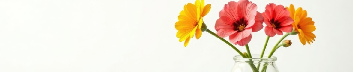 Fresh isolated calibrachoa flowers in a glass vase, vase, botanical, flowers