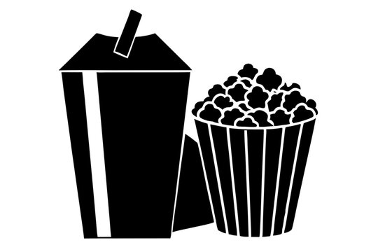 black popcorn and drink cinema snack clip art preview