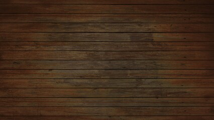 Fototapeta premium A dark brown wooden plank texture with a weathered and rustic appearance, featuring horizontal alignment and visible grain patterns.