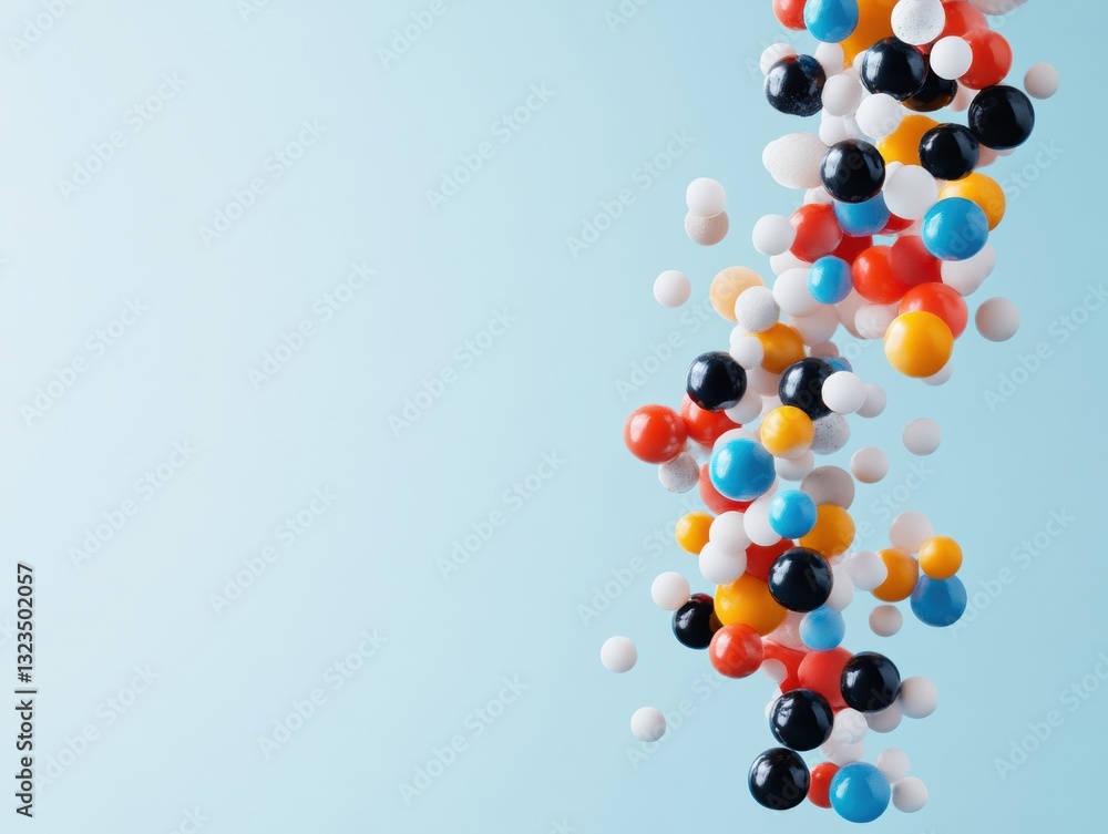 Poster Chromatic Molecular Symphony Dynamic Science Visualization of Interconnected Spheres - Innovative Research and Creative Data Representation