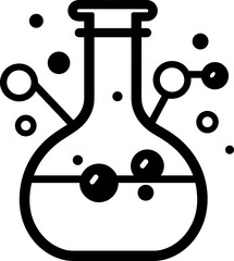 Science Lab Flask with Molecules - A Vector Illustration for Chemistry, Research, and Experimentation