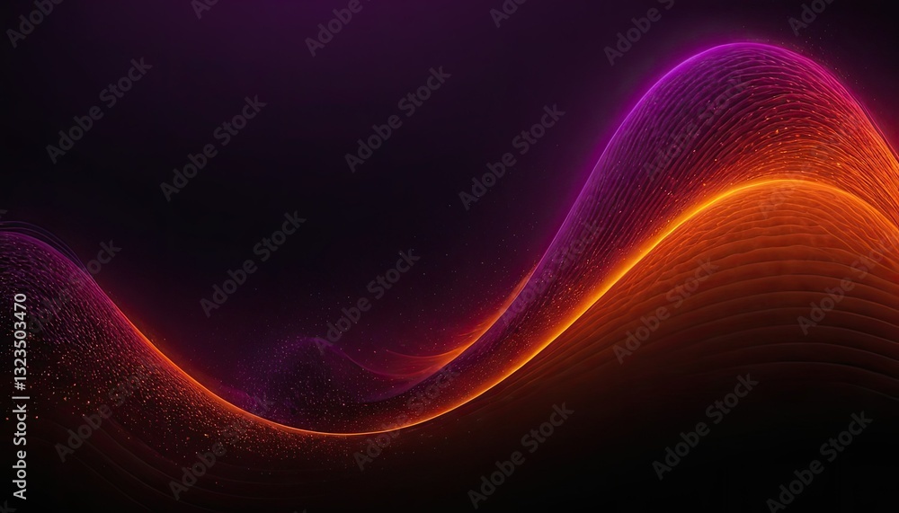 Poster 3d abstract background with glowing flowing waves with particles 1