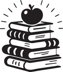 Flat black color filled Books icon vector and illustration design.