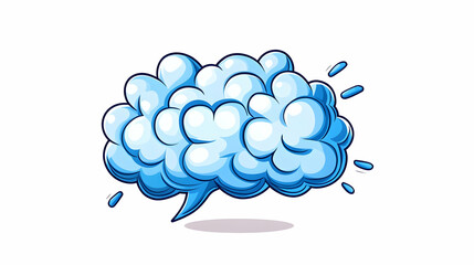 Cartoonish blue cloud speech bubble