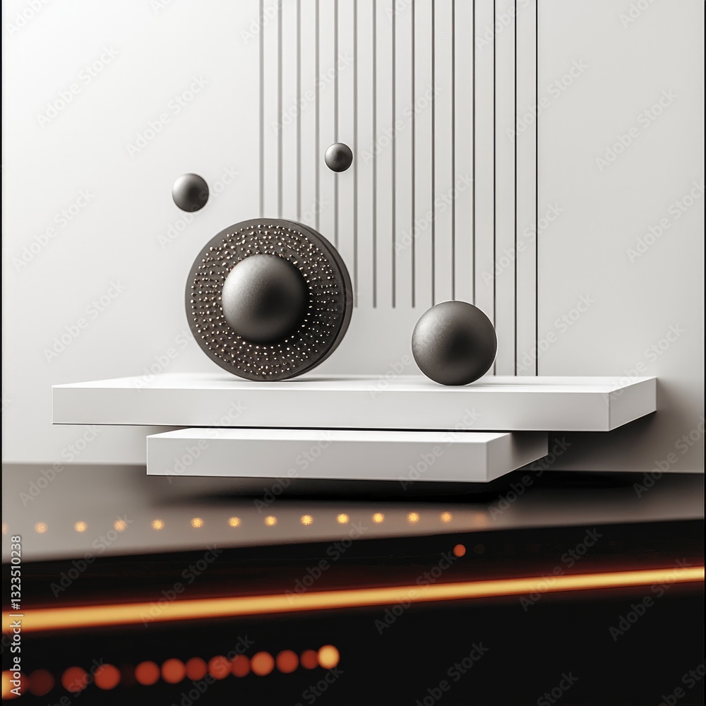 Poster A sleek 3D-rendered composition representing diverse asset categories in a minimalist and elegant style. a balanced, symmetrical arrangement of abstract icons representing key asset.