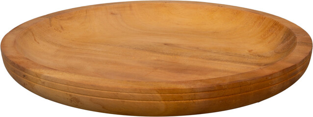 Rustic Round Wooden Plate Isolated Transparent