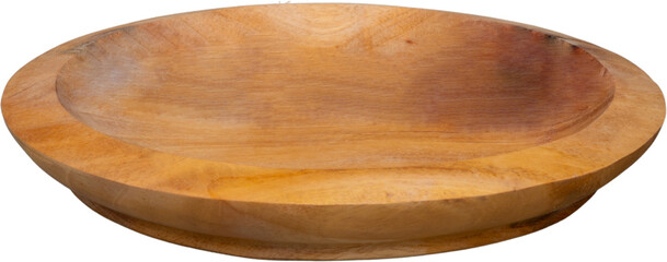 Rustic Round Wooden Plate Isolated Transparent