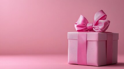 Adorable pink gift box elegantly tied with a pink bow perfect for any festive celebration or occasion