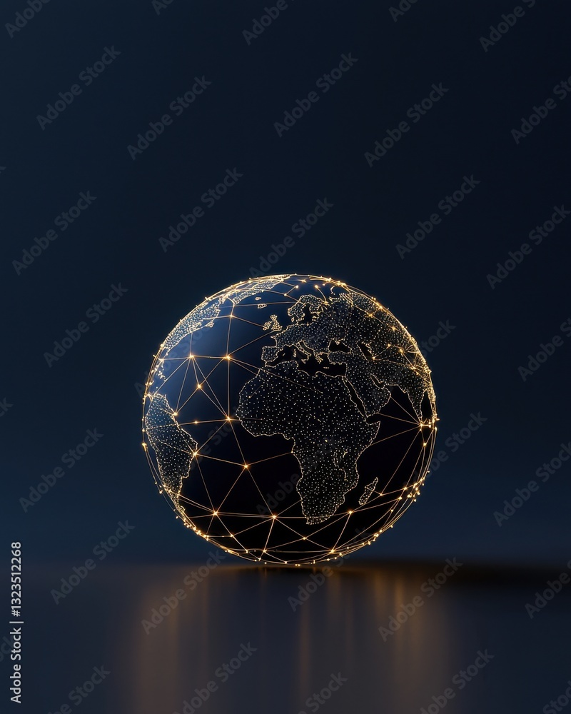 Aufkleber globe with glowing connections on dark background representing global communication and digital netw