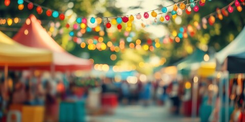 Browsing a Vibrant Outdoor Market with Colorful Lights and Festive Atmosphere
