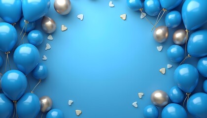 Celebration party banner with Blue color balloons background.