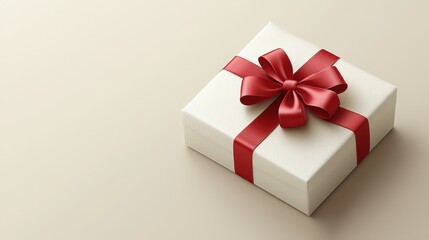 Obraz premium A classy white gift box beautifully wrapped with a bright red ribbon for any special occasion