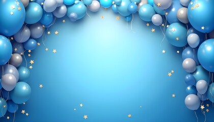 Celebration party banner with Blue color balloons background.