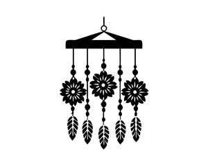 creative details floral wind chime icon vector illustration 