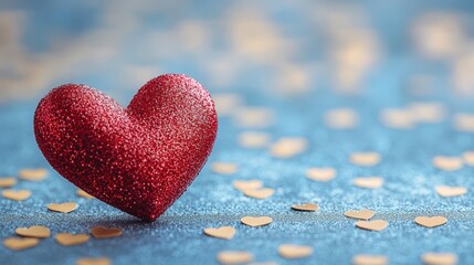 Fototapeta premium Striking red heart object set against a bold blue background creating a dynamic visual contrast