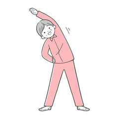 体操するシニア女性 健康な高齢者