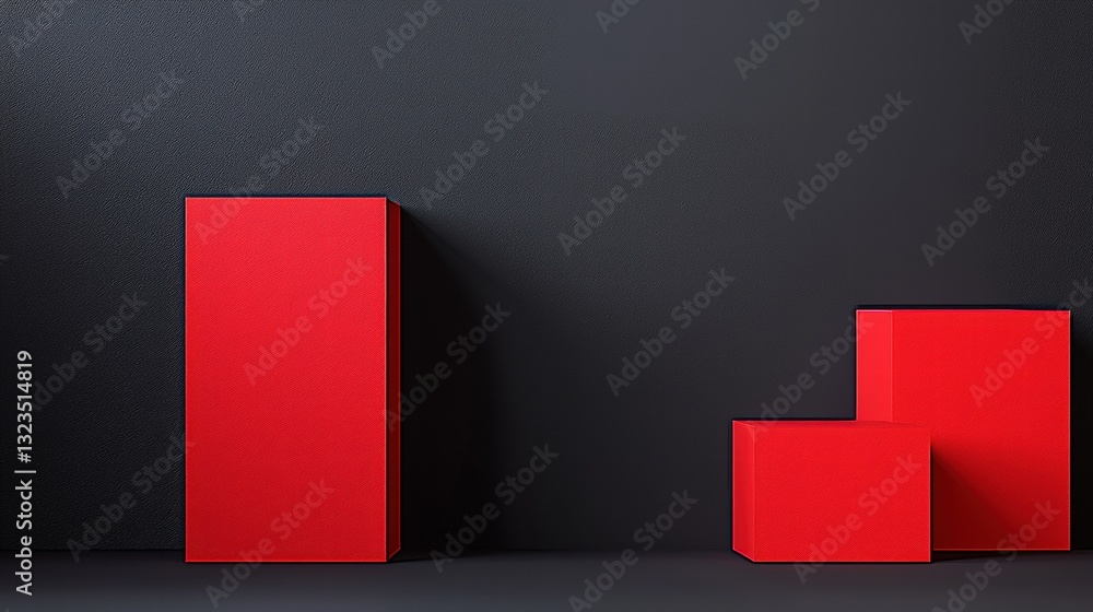 Poster simple red block on a black background highlighting minimalism and color contrast in design