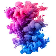 Obraz premium Colorful swirling ink in water against white , Abstract fluid art design, PNG