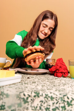 Pressing a Messy Jam and Bacon Bagel