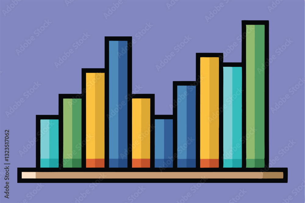 Leinwandbilder vector illustration of a colorful bar graph displaying data trends, showcasing growth with various h