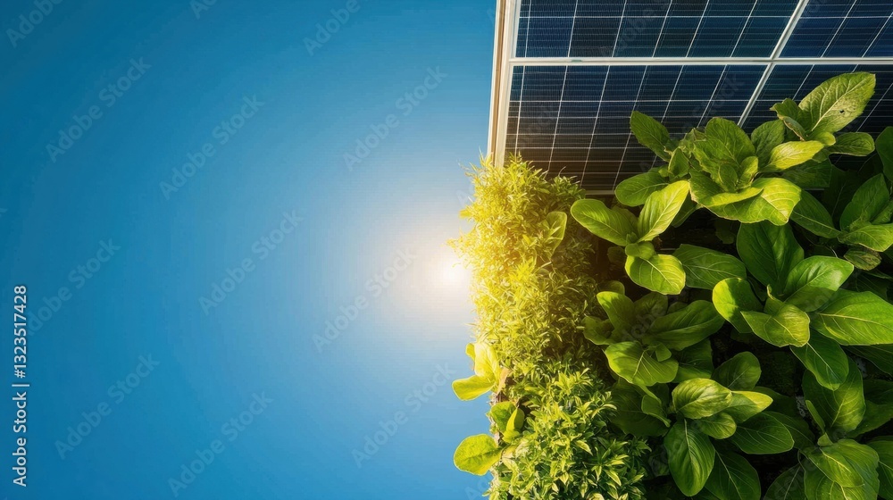 Poster solarpunk urbanism vertical green technology integration - sustainable city design with renewable en