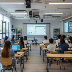 High-quality images of online education, digital learning, and modern classrooms featuring students, teachers, and e-learning tools. Perfect for academic content, virtual schooling & digital literacy.