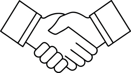 handshake icon line art vector illustration,handshake out line icon