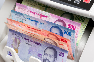 Mozambican metical in the counting machine