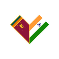 friendship concept. heart shape icon with sri lanka and india flags. vector illustration isolated on white background
