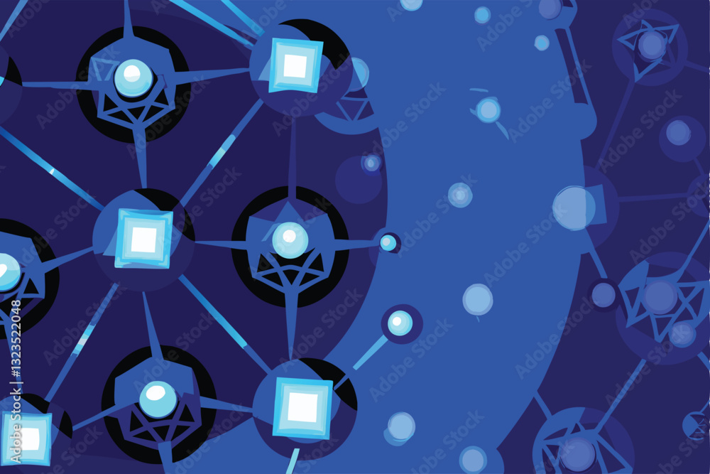Aufkleber generate an abstract image depicting interconnected glowing cubes, showcasing vibrant colors and dyn