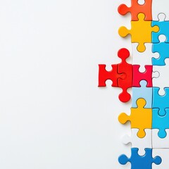 Fototapeta premium A brightly colored puzzle piece showcasing an intriguing design for engaging games and activities