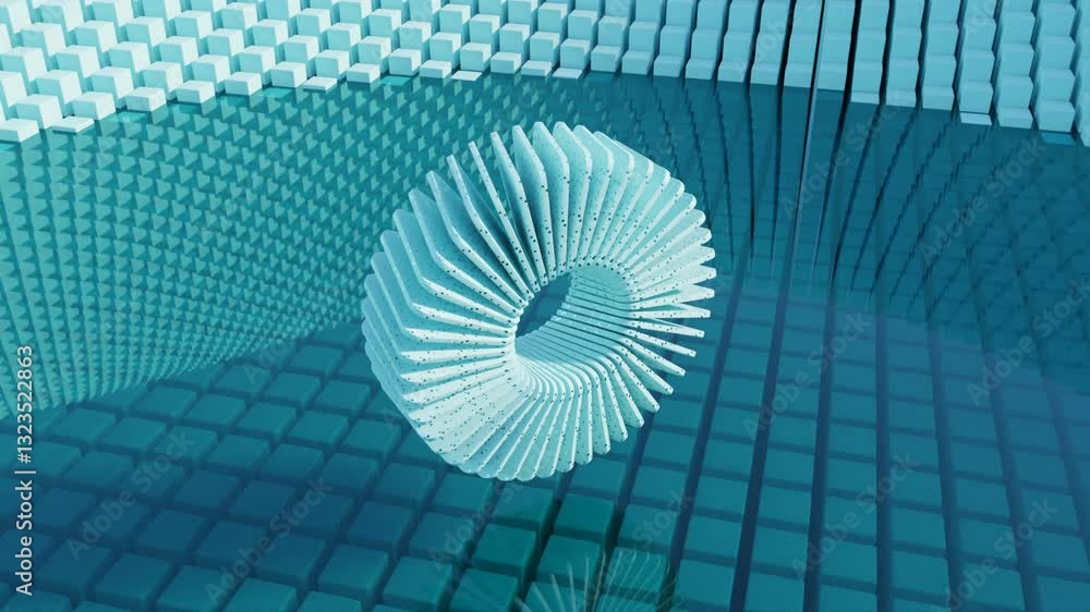 Poster abstract 3d looping background of smoothly transitioning geometric patterns created for advertising 